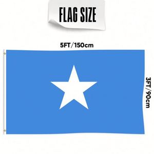 3x5Ft Somalia <b>Flag</b> Polyester With Two Brass Grommets Single Layer Hanging Outdoor and Indoor Deco - Product Image 2