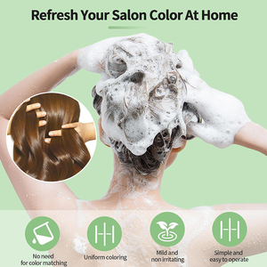 Champú Tinte <span class=keywords><strong>para</strong></span> el Cabello, CHAOBA 3 en 1 Champú Color Marrón <span class=keywords><strong>para</strong></span> Refrescar el Cabello, Champú de Coloración Herbal Instantánea <span class=keywords><strong>para</strong></span> Mujeres y Hombres - Product Image 2