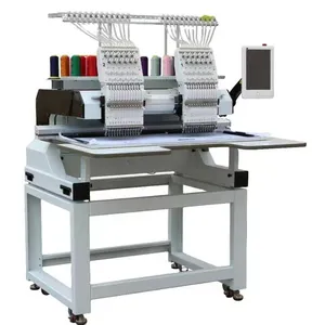 double heads industrial 12/15 needles computer 400*500mm flat 2 head embroidery machine sale