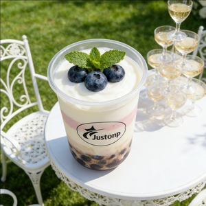 Vasos de Plástico Transparente Esmerilado en Forma de U con Logotipo Personalizado, 20 oz 500 ml, para Bodas, Jugos, Yogur y Bebidas - Product Image 3