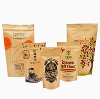 Sacs alimentaires octogonaux en papier kraft avec logo personnalisé, sacs à fond plat, pour fruits secs, céréales, thé, emballage résistant à l'huile