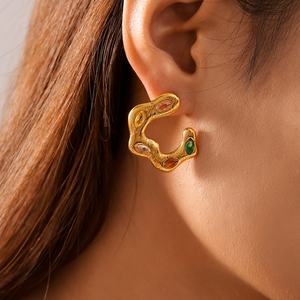 Pendientes de Acero Inoxidable 316L para Mujer, de Segunda Mano, con Zirconia Galvanizada, Irregulares, Estilo Vintage, Premium, Tipo Stud, de Nicho - Product Image 2