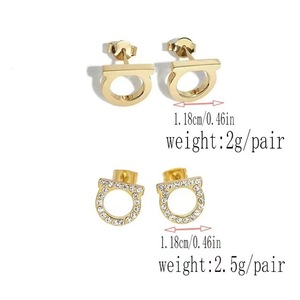 Pendientes de Acero Inoxidable EH537 con <span class=keywords><strong>Letra</strong></span> "D" y Diamantes, Hipoalergénicos y Resistentes a la Decoloración, Aptos para Hombres y Mujeres - Product Image 6