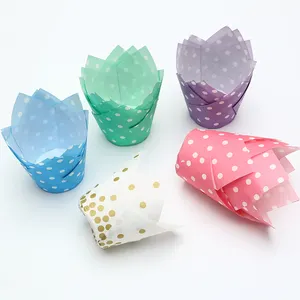 Dùng một lần Polka Dot oilproof bánh wrapper Tulip cupcake lót Tulip muffin cupcake giấy cup Baking Cup cho tiệc cưới