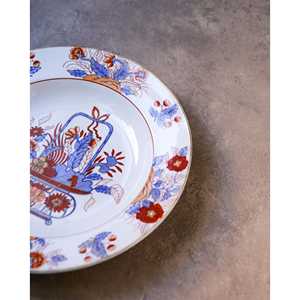 Assiettes de restaurant à fond profond, motif de vase à fleurs bleu clair et orange, personnalisable, en ABS, pour hôtels, pour steak et fruits - Product Image 1