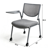 Chaise de conférence ergonomique à dossier incurvé, rembourrée, avec siège en tissu durable et base métallique robuste pour salle de réunion dirigeante