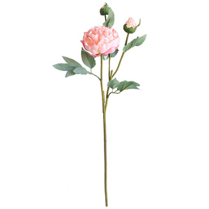 Fleur de pivoine artificielle à tige unique, trois têtes, jaune champagne, haute simulation, en soie, pour décoration de mariage et de maison - Product Image 5