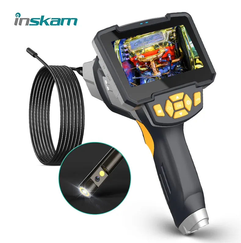 Inskam112B Hot sell 5m hard cable 8mm 4'3inch LCD pipe portable endoscope industrial borescope video dual lens camera endoscope