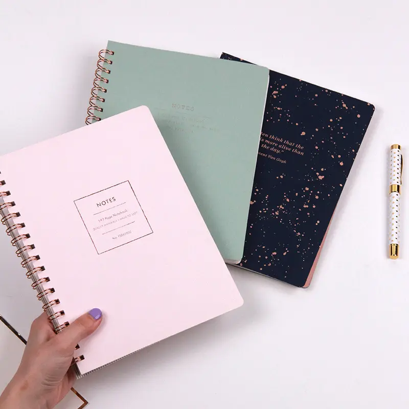 Custom Hardcover A5 tebal penutup Spiral Notebook percetakan murah buku harian jumlah besar Notebook Sekolah Notebook