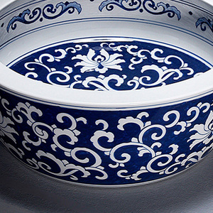 <span class=keywords><strong>Canton</strong></span> Fair Amazing Jingdezhen Azul y blanco Pintado a mano Lavabo <span class=keywords><strong>de</strong></span> cerámica <span class=keywords><strong>de</strong></span> <span class=keywords><strong>porcelana</strong></span> Lavabo <span class=keywords><strong>de</strong></span> baño redondo - Product Image 5