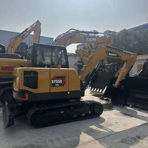 Mini-excavatrice sur chenilles SANY SY55U d'occasion, 5,5 tonnes, 5780 kg, godet de 0,23 m³, moteur Kubota V2607, 36 kW, zéro queue, à vendre - Product Image 3