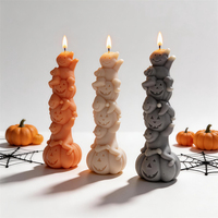 Moule en silicone pour empilage de citrouilles d'Halloween et fantômes superposés, pour bougies en cire de soja, résine et plâtre, idéal pour la décoration de maison hantée et comme cadeau