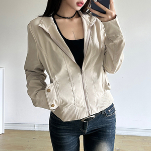 Chaqueta corta con cremallera para mujer, abrigo ajustado informal ligero de primavera, prendas de vestir exteriores de poliéster versátil, Top de moda - Product Image 3