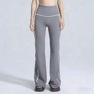 Pantalon <span class=keywords><strong>de</strong></span> yoga évasé taille haute premium avec passepoil contrastant, respirant, idéal pour le yoga, le Pilates, le fitness, les tenues décontractées et le quotidien - Product Image 2