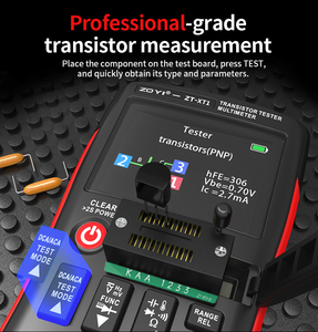 Testeur de transistors 2-en-1 ZOYI ZT-XT1, mesure de courant 0-1000V DC/AC 10A, précision 0,5%, affichage 5 chiffres, indicateur de batterie faible - Product Image 5