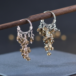 Pendientes Colgantes de Aro con Diseño de Racimo Marrón en Plata de Ley 92.5, Hechos a Mano, Elegantes y Modernos, para Niñas y Mujeres, 4.50 cm NSJ-1242 - Product Image 3
