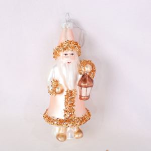 Boule de Noël en verre soufflé à la main, personnalisée, directement de l'usine, mini Père Noël en verre, ornements de Noël, ornement à suspendre à l'arbre de Noël - Product Image 1