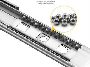 Glissière de tiroir silencieuse en acier inoxydable épaissi à trois sections, accessoires de quincaillerie pour cuisine et salle à manger - Design moderne - Product Image 6