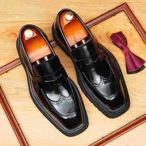 Nouvelles Chaussures en Cuir Haut de Gamme pour Hommes, Sur Mesure, Style Business Décontracté, à Bout Large, en Cuir de Vachette Pleine Fleur Poli à l'Anglaise - Product Image 1