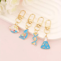 Nouveau Porte-clés de laboratoire de chimie à double hélice, cadeau pour diplômé, motif molécule scientifique, en métal, microscope