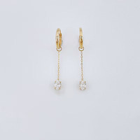 Boucles d'oreilles pendantes minimalistes en or jaune 18 carats avec diamants de laboratoire et moissanite, style manchette d'oreille, puces d'oreilles pendantes, créoles, boucles d'oreilles pendantes audacieuses