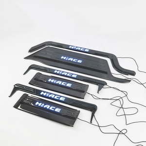 WZXD New Arrival <b>Car</b> LED Door Sill Guards Stainless Steel Door Sill Plate Exterior Accessories 3 Door Rhd 2019 for Hiace - Product Image 2