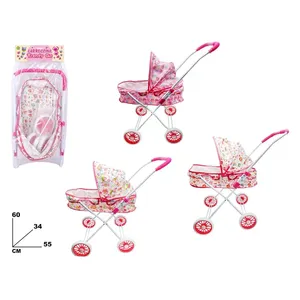 Poussette tendance Go Pram 60x55x34 cm, design floral rose, poussette pour poupée - Product Image 1