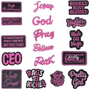 Nouveau patch brodé thermocollant rose vif avec inscription « Jésus Prière Croyance Je ne suis pas parfait mais je suis» édition limitée - Product Image 2
