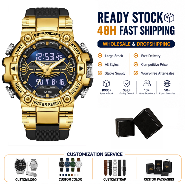 Sanda 3186 Outdoor Shock Resistant Digital Watches 50M Waterproof TPU Band Fashion Sports Men Wristwatch Relogio