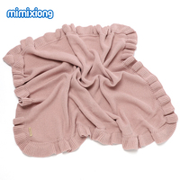 Oferta Especial Mimixiong - Mantas Tejidas para Bebé Recién Nacido con Volantes y Bordado Personalizado