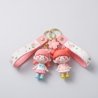 Nouveau porte-clés solaire en caoutchouc en forme de poupée mignonne pour garçons et filles, personnage de dessin animé, pendentif pour sac de voiture