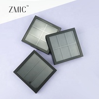 Palette vide pour fards à paupières 3 ou 6 compartiments, noire mate, avec couvercle transparent, pour sourcils, correcteur et blush en plastique
