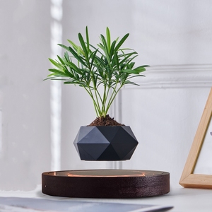 Hcnt กระถางดอกไม้แบบแม่เหล็กหมุน360บอนไซสีดำทำให้ลอยได้สำหรับตกแต่งบ้านและกระถางสำหรับพืช - Product Image 3