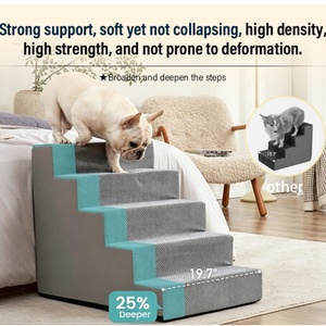 Rampe pour chien 2 en 1 en mousse haute densité pour lit et canapé, 4 marches antidérapantes, échelle pour animaux de compagnie anti-vibrations pour animaux âgés et arthritiques - Product Image 5