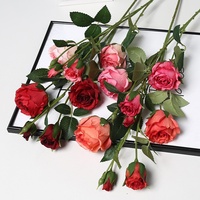 Nouvelle fleur artificielle de simulation de rose, bouquet en soie haut de gamme, décoration florale douce pour mariage et extérieur