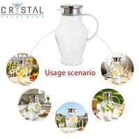 Carafe à eau en verre borosilicate CRYSTAL avec filtre et couvercle en acier inoxydable, grande capacité, pour thé froid et boissons maison