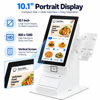 Kiosque de commande pour restaurant 10,1 pouces, Android 11 RK3566 2 Go 32 Go, imprimante thermique 80 mm, lecteur QR, système de paiement de bureau