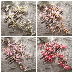Colección de flores artificiales realistas Flores de melocotón y cereza de dedo de belleza para el estilo nórdico del hogar y ramos de novia - Product Image 4