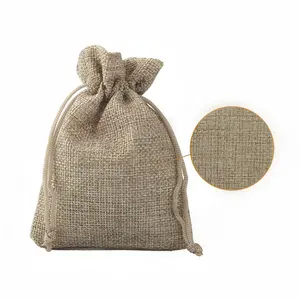 Natural Burlap Bags Jute Hessian Drawstring Sack Small Wedding Favor Gift Black Jute Dust Bag