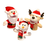 Adorable ensemble de marionnettes à main en peluche de Noël : Père Noël, Bonhomme de neige, Renne, Pingouin – Jouets en peluche de Noël