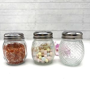 En stock : Pot en verre ondulé en forme d'<span class=keywords><strong>ampoule</strong></span> de 150 ml pour épices, sel et poivre, avec couvercle perforé en acier inoxydable - Product Image 2