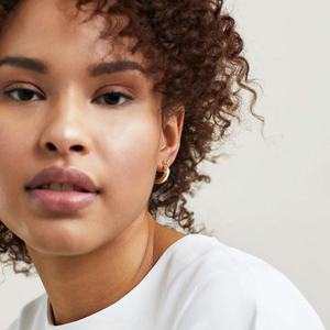 เครื่องประดับชุบทองแท้14K ดีไซน์แฟชั่นคุณภาพดีแบบคลาสสิก S925ต่างหูห่วงโดมเพชรเงินสเตอร์ลิง - Product Image 4