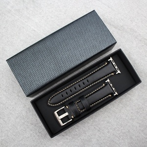 Custom logo Handmade Genuine Leather Flat Stitched Watch Bands Waterproof Luxury Smart Watch Strap for Apple Watch Full Series - Product Image 4