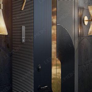 <span class=keywords><strong>Porte</strong></span> d'entrée extérieure pivotante intelligente de luxe à <span class=keywords><strong>prix</strong></span> abordable, en aluminium moderne, pour villa - Product Image 5