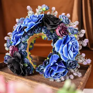 Simulation tissu fleur guirlande bohème mariée tête porter bandeau fleur couronne bandeau bandeau pour la fête de mariage