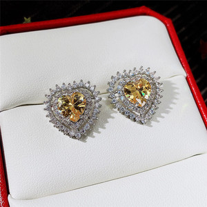 Boucles d'oreilles Diana Sani en forme de cœur, cristal, argent 925, sertissage clos en strass, romantiques, pour femme, bijoux de fête - Product Image 4