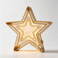 Sculpture murale lumineuse LED en résine de fibre de verre peinte à la main, double étoile excentrique