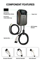 Cargador de Vehículos Eléctricos CA Modelo para EE. UU. y Europa: Estación de 22KW con Pantalla, Enchufe Tipo 2, Protocolo OCPP.
