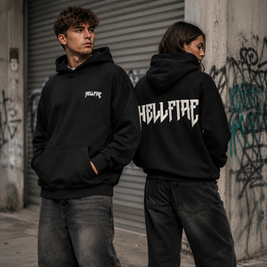 Sweat à capuche personnalisé avec logo imprimé en relief 3D, pour hommes et femmes, coupe ample, en molleton de coton épais, streetwear, OEM, faible MOQ, noir <span class=keywords><strong>Hellfire</strong></span> - Product Image 3