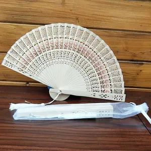 Sandalwood Folding Hand Fans Ladies Plain Wooden Hand Held Portable Wedding Gift Fans For Decorating Wall